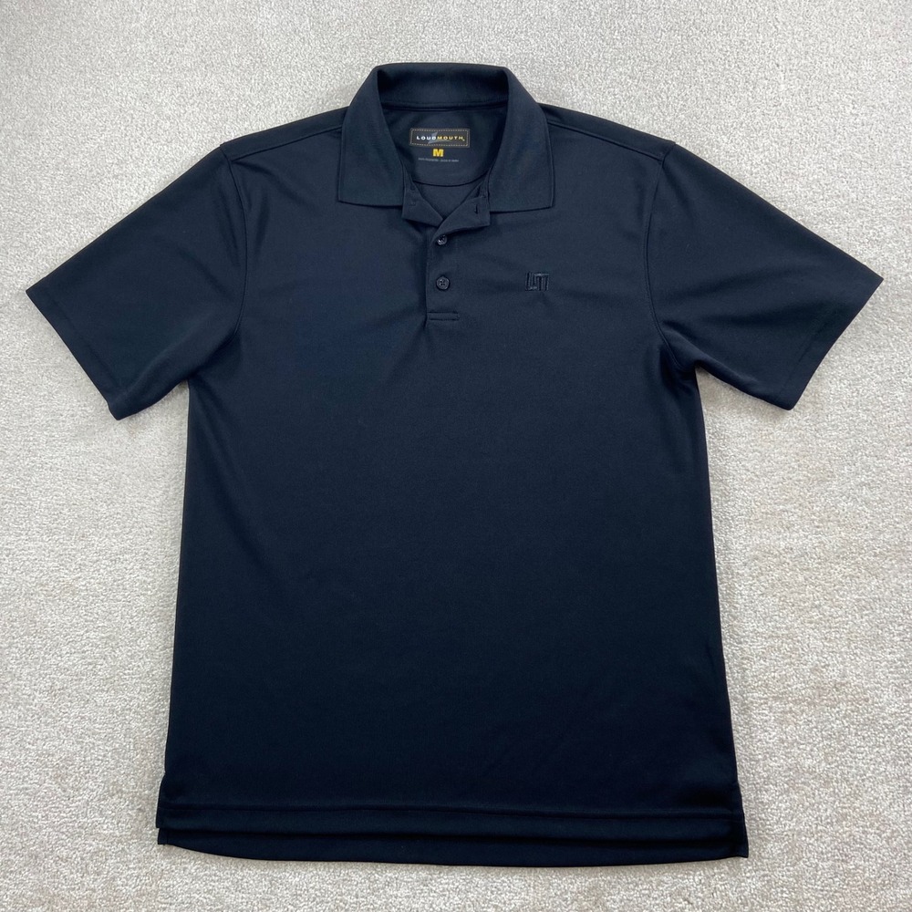 Loudmouth Polo Shirt Mens M Black Short Sleeve Performance Golf Top